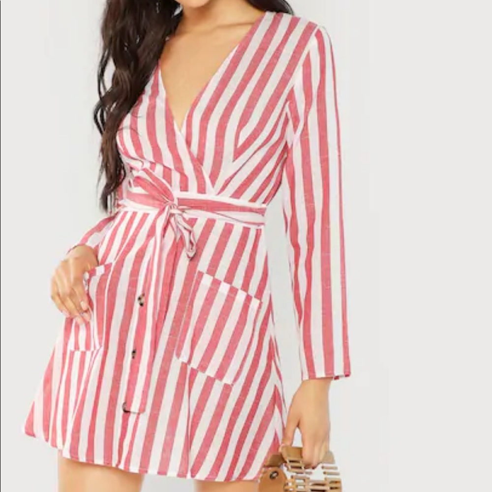Red and white striped dress